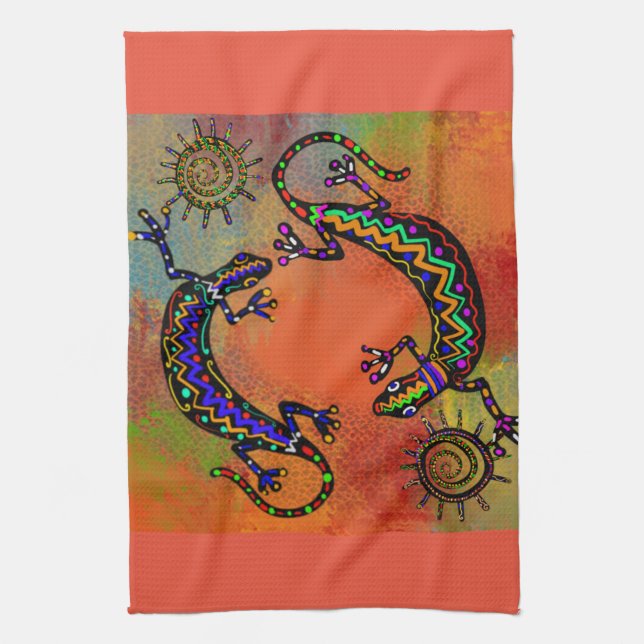 SOUTHWESTERN LIZARD ART        TEA TOWEL (Vertical)