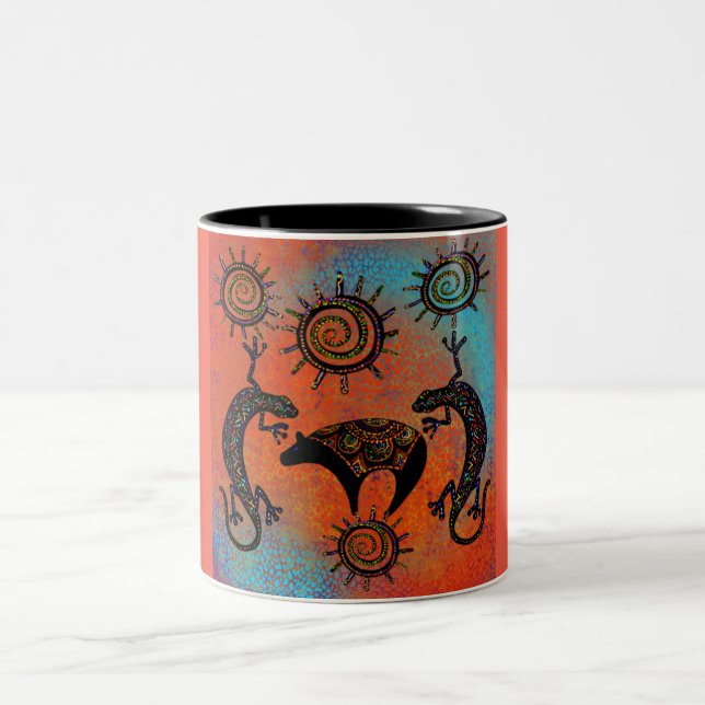 SOUTHWESTERN LIZARD ART      Two-Tone COFFEE MUG (Center)