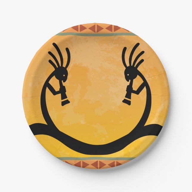 Southwestern Moon Kokopelli  Paper Plate (Front)