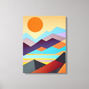 Southwestern Mountains Geometric Abstract Canvas Print