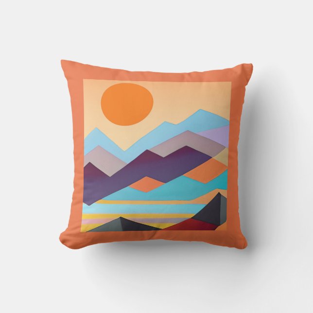 Southwestern Mountains Geometric Abstract  Cushion (Front)