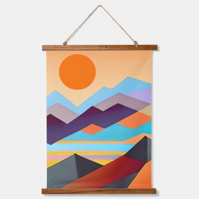 Southwestern Mountains Geometric Abstract  Hanging Tapestry (Front)