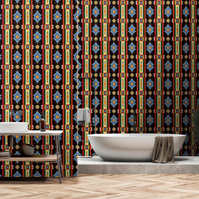 Southwestern Native American Pattern Wallpaper (Bathroom)