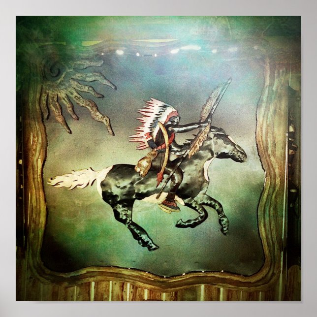 Southwestern Native American Tribal Chief on Horse Poster (Front)