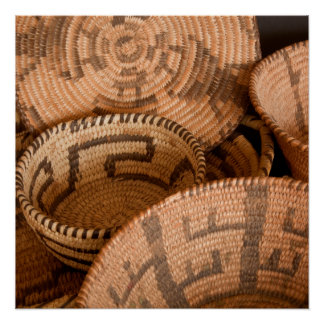 Southwestern Native American Woven Baskets Poster
