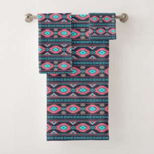 Southwestern navajo ethnic tribal pattern. bath towel set