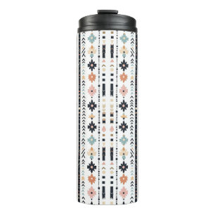 Southwestern Navajo Inspired Geometric Cream Teal Thermal Tumbler