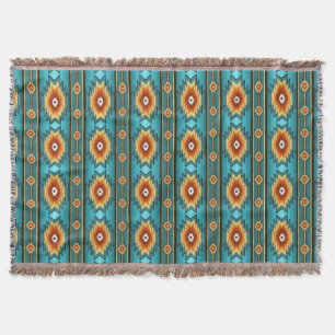 Southwestern navajo tribal pattern throw blanket