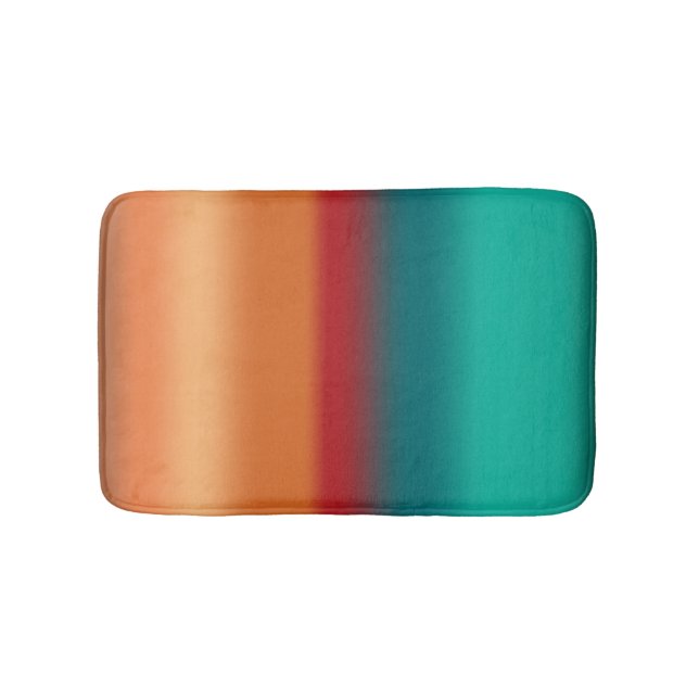 Southwestern Orange Red Turquoise Rainbow Stripes Bath Mat (Front)