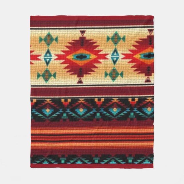 Southwestern Pattern fun fleece blanket (Front)