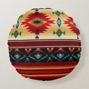 Southwestern pattern fun round throw pillow
