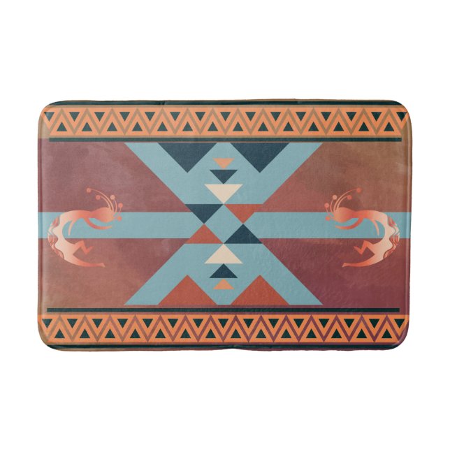 Southwestern Pattern Kokopellis Bath Mat (Front)
