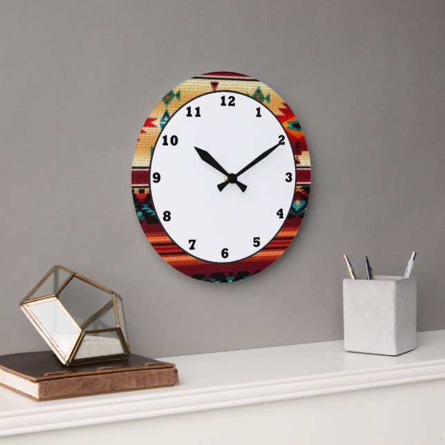 Southwestern pattern large clock (Office)