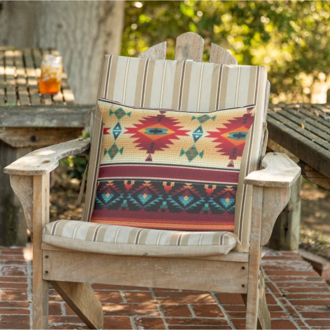 Southwestern pattern outdoor throw pillow (Chair)