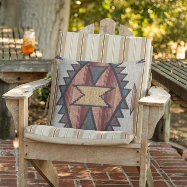 Southwestern pattern outdoor throw pillow (Chair)
