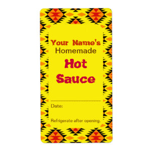 Southwestern Pattern Personalised Hot Sauce Labels
