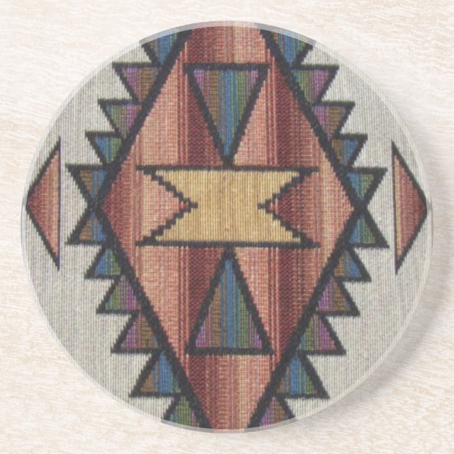 Southwestern Pattern Sandstone Drink Coaster (Front)