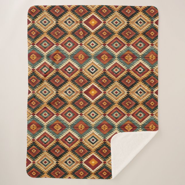 Southwestern pattern sherpa blanket (Front)