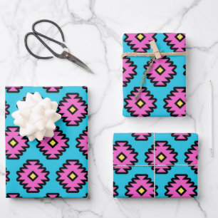 Southwestern Pop-Art Pattern Wrapping Paper Sheet