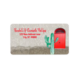 Southwestern Red Doors Saguaro Cactus Stucco Back Label