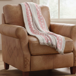 Southwestern Rose Pink Geometric Pattern Throw Blanket