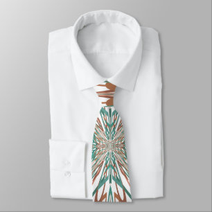 Southwestern Rust Turquoise Line Drawing Pattern Tie