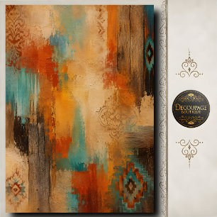 Southwestern Rustic Decoupage Turquoise Wood Tissue Paper