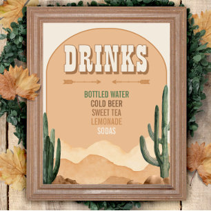 Southwestern Rustic Desert Cactus Drink Station Poster