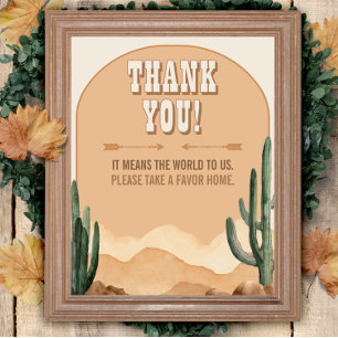 Southwestern Rustic Desert Cactus Thank You Sign