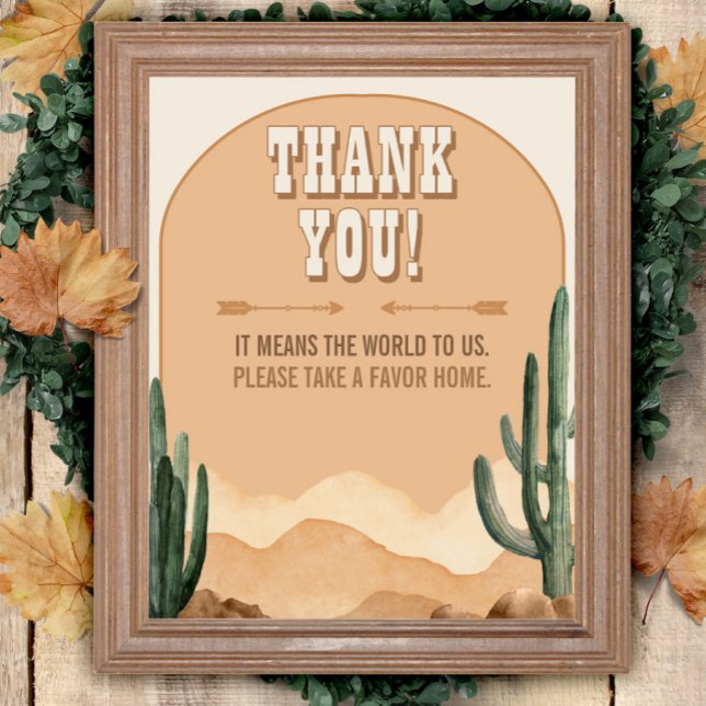 Southwestern Rustic Desert Cactus Thank You Sign (Creator Uploaded)