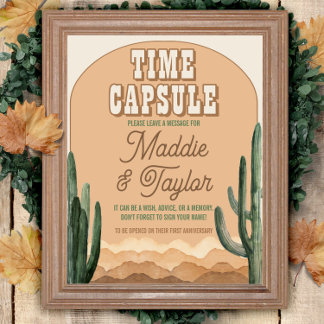 Southwestern Rustic Desert Cactus Time Capsule Poster