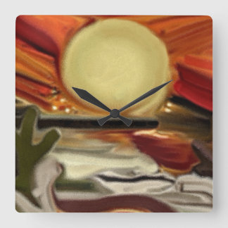 Southwestern Skies Abstract Art Square Wall Clock