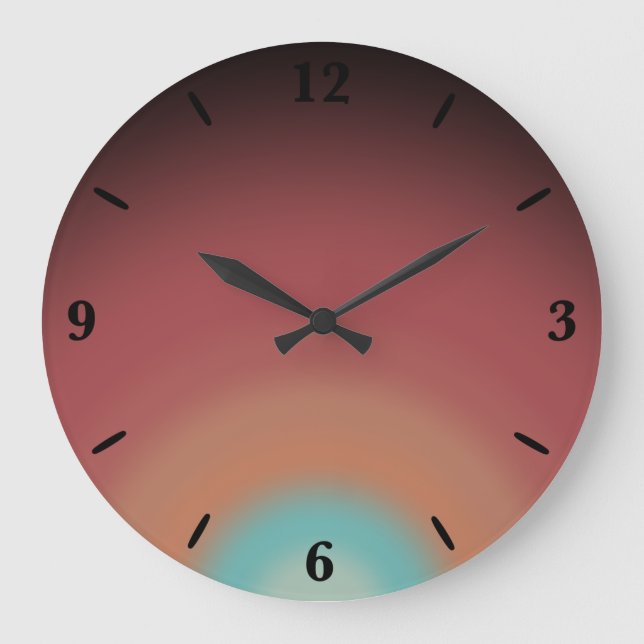 Southwestern Southwest Desert Rainbow Art Design Large Clock (Front)