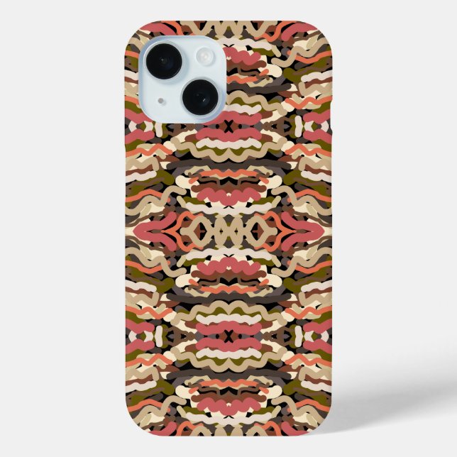Southwestern Squiggly Wiggly Earth Tone Abstract Case-Mate iPhone Case (Back)