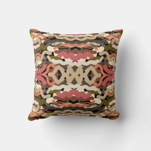 Southwestern Squiggly Wiggly Earth Tone Abstract Cushion