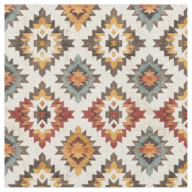 Southwestern Starburst Pattern-Rustic Tribal Fabric (Close Up)