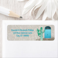 Southwestern Stucco Blue Doors Cactus Custom