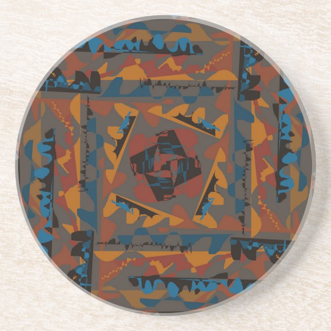 Southwestern Style Abstract Pattern Jagged Design Coaster (Front)