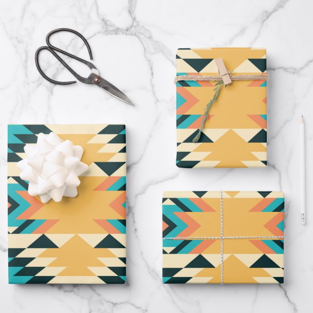Southwestern Style Boho Pattern Wrapping Paper Sheet (Front)