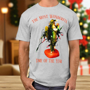 Southwestern Style Cactus Candle Christmas Lights T-Shirt