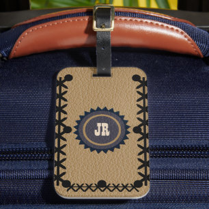 Southwestern Style Leather Look Luggage Tag