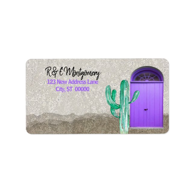 Southwestern Style Purple Doors Saguaro Cactus Label (Front)