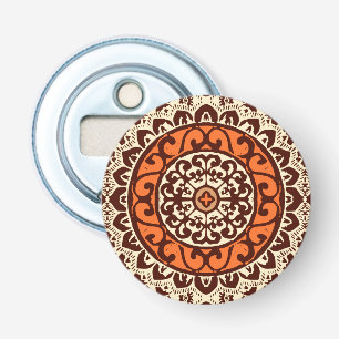 Southwestern Sun Mandala Batik, Rust & Brown Bottle Opener