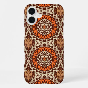 Southwestern Sun Mandala Batik, Rust & Brown iPhone 16 Plus Case