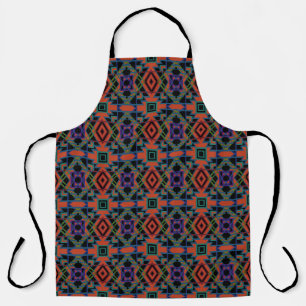 Southwestern Symmetrical Tiled Pattern Line Art Apron