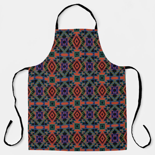 Southwestern Symmetrical Tiled Pattern Line Art Apron (Front)