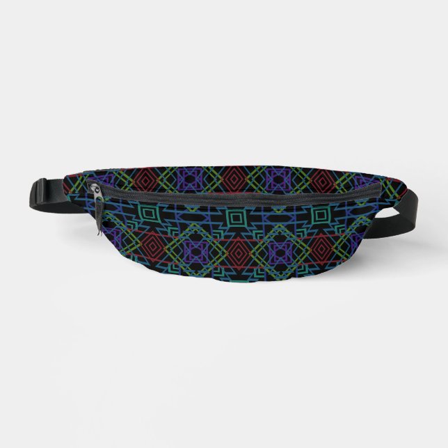 Southwestern Symmetrical Tiled Pattern Line Art Bum Bags (Front)