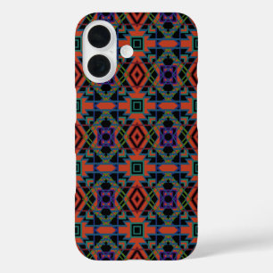Southwestern Symmetrical Tiled Pattern Line Art iPhone 16 Case