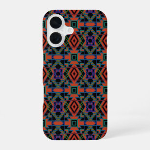 Southwestern Symmetrical Tiled Pattern Line Art iPhone 16 Case
