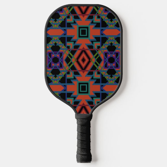 Southwestern Symmetrical Tiled Pattern Line Art Pickleball Paddle (Front)